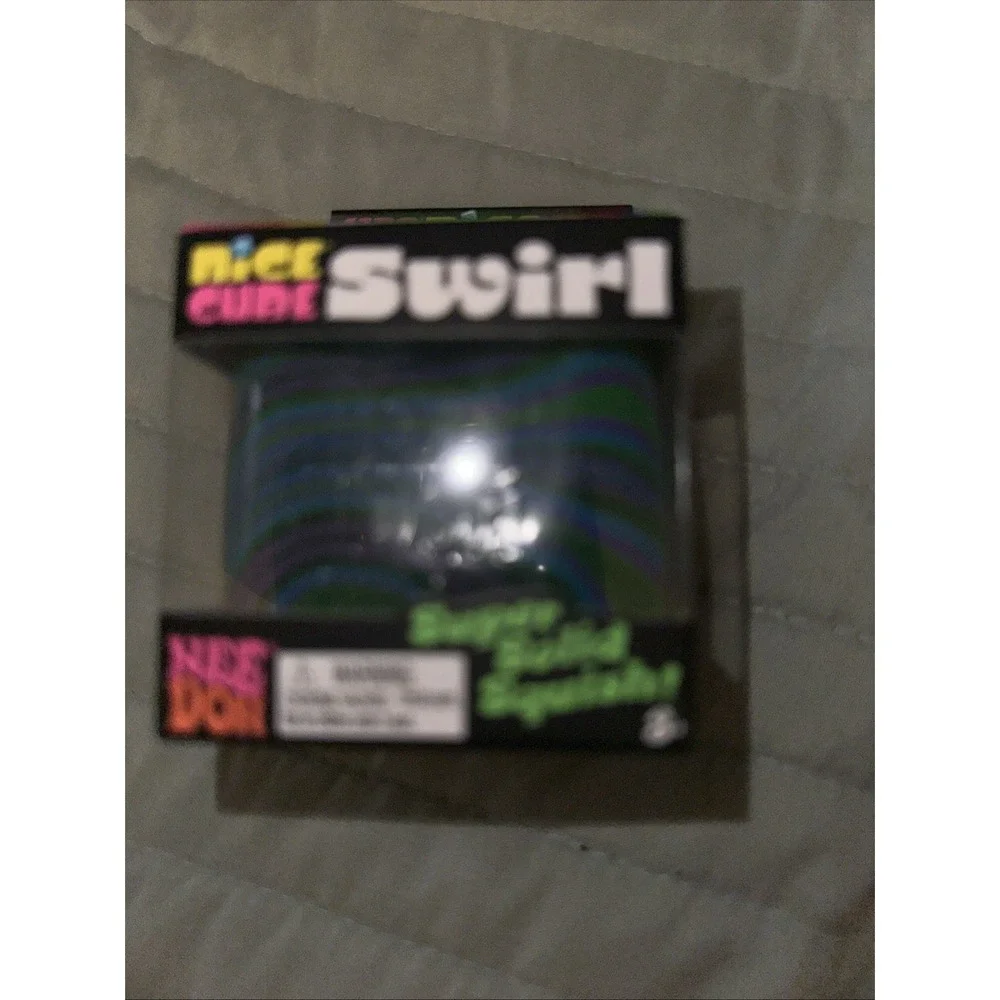 Nee Doh Nice Cube Swirl Super Solid Squish Squeeze Toy Blue Green Purple